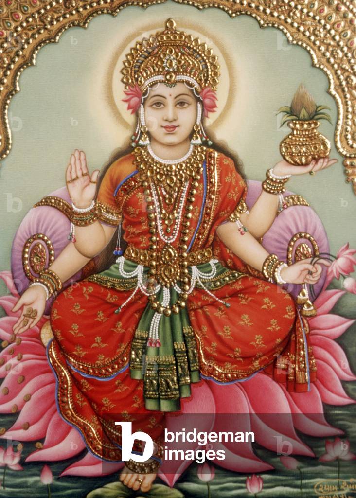 Goddess Lakshmi Laxmi Miniature Painting on Ivory