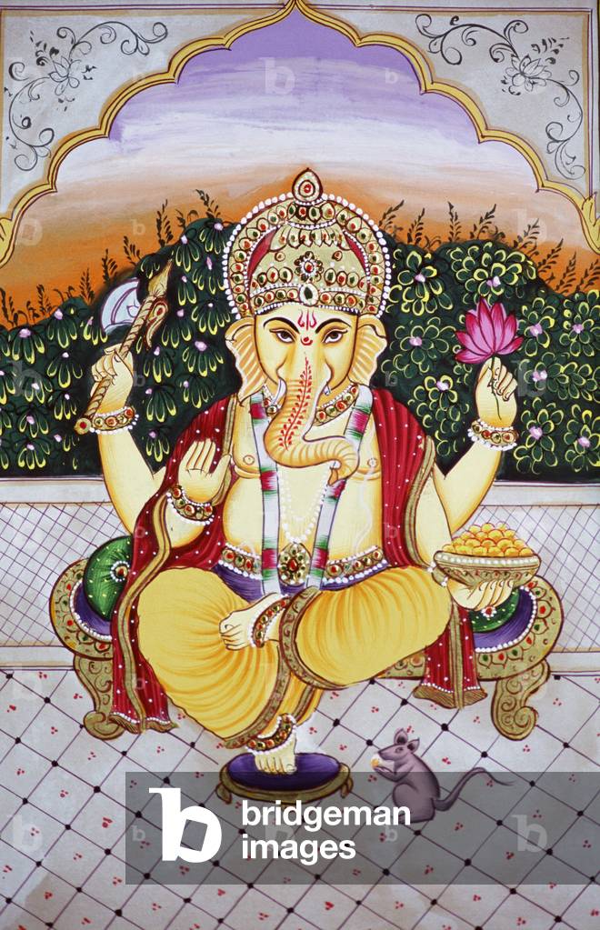 Lord Ganesha Ganpati in Miniature Painting on Paper