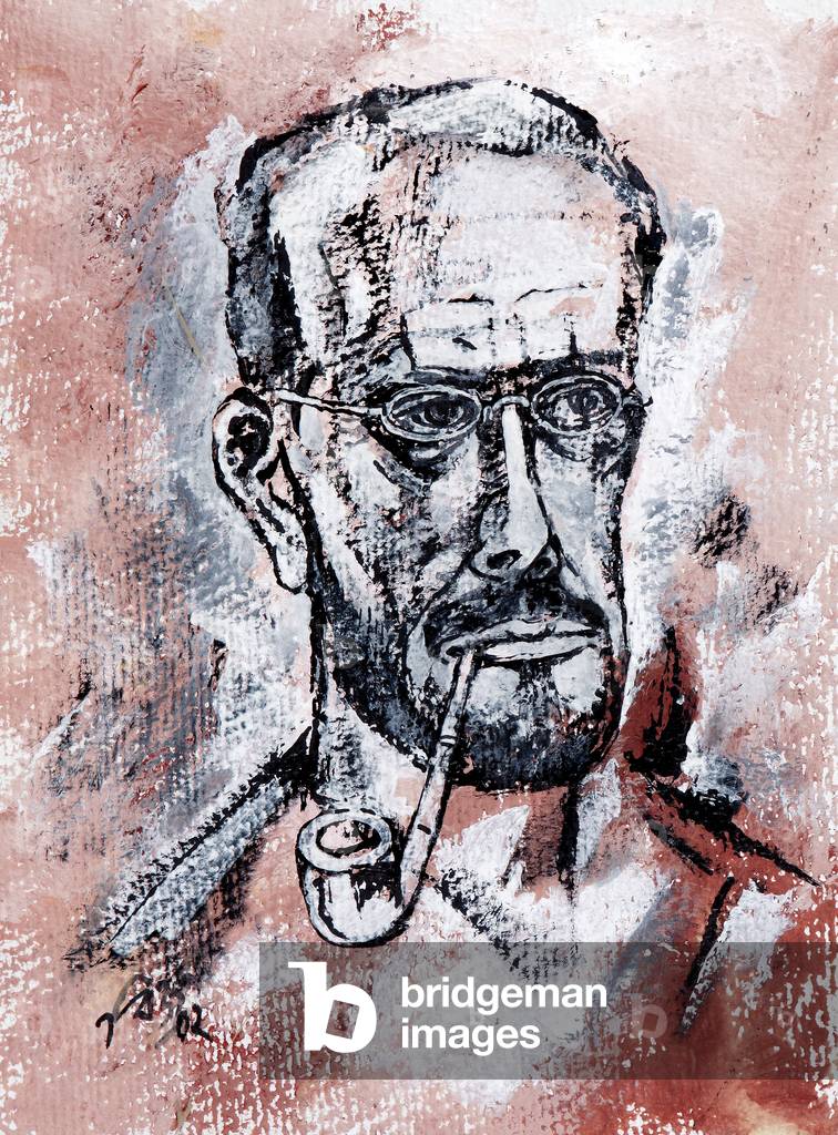 Man with pipe, 2002 (gouache on paper)