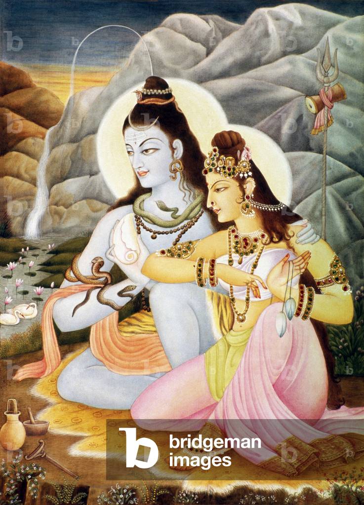 Lord Shiva Shanker Parvati Miniature Painting on Paper