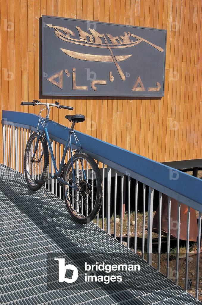 Bicycle at barrier , Baffin Island , Canada (photo)