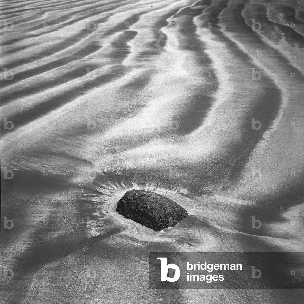 Rock on sand, Porbandar (b/w photo)