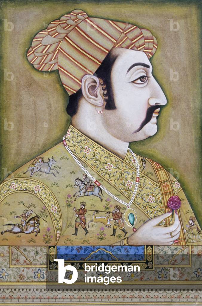 Mogul Miniature Painting of Akbar