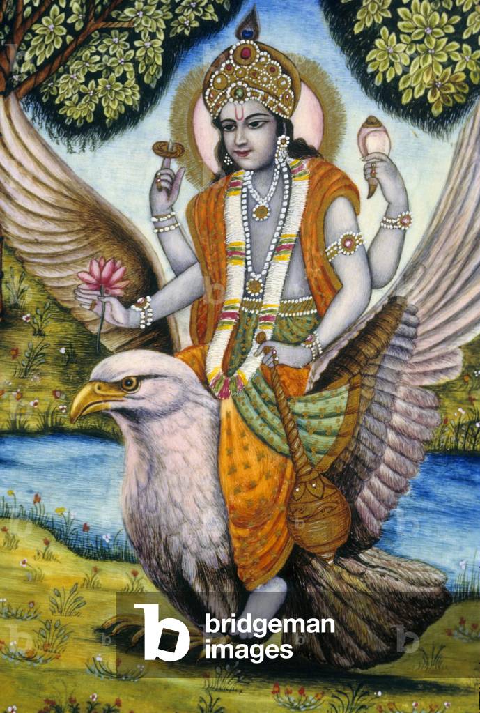 Lord Vishnu Sitting on Garuda India