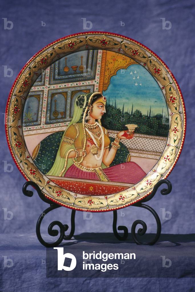 Miniature Painting on Ivory, Lady Enjoying Drink