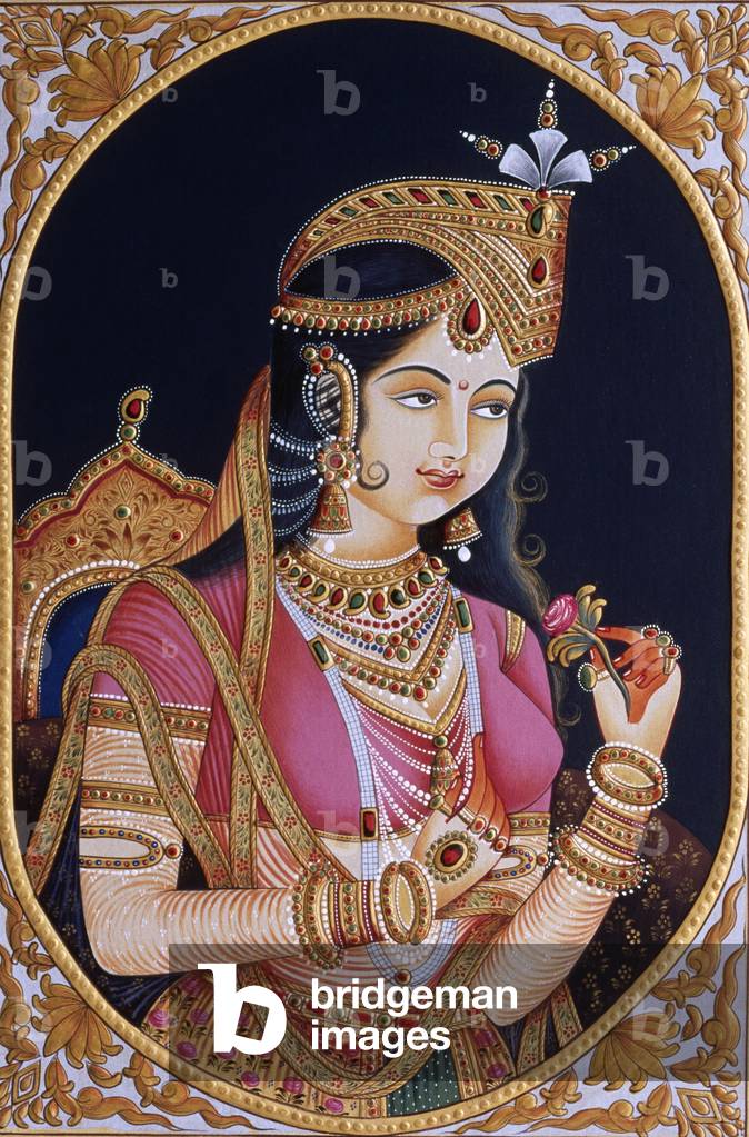 Miniature Painting on Paper of Princess Mumtaz Mahal Wife of Mughal Emperor Shah Jahan