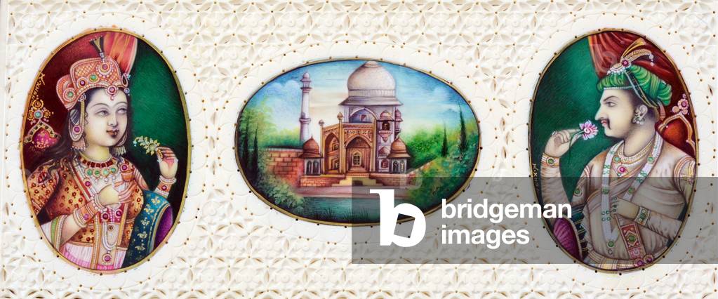 Miniature Painting of Mughal Emperor Jahangir with Wife Noorjahan