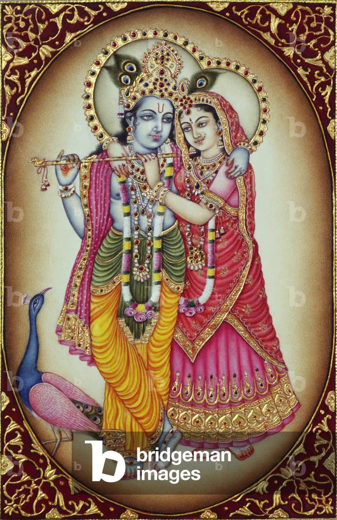 Radha Krishna Miniature Painting on Ivory
