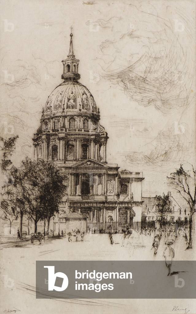 Les Invalides, Paris, 19th century (etching)
