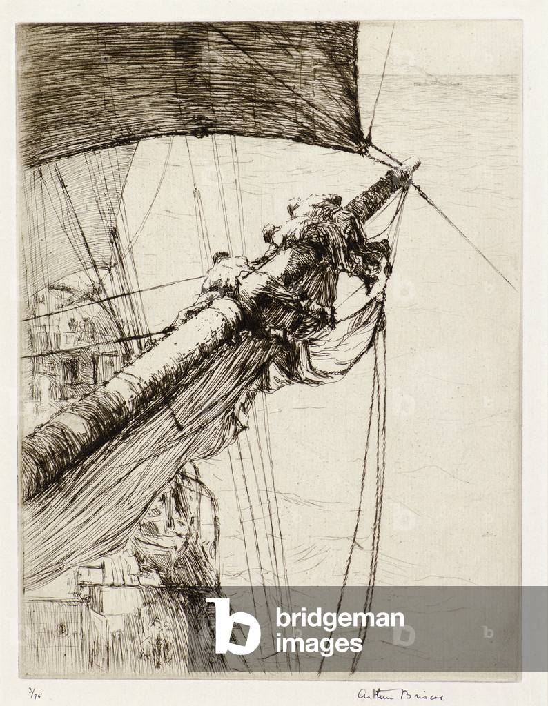 Aloft with Sails (etching)