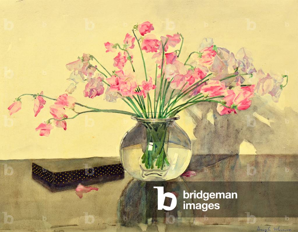 Sweet Peas in a Glass Bowl (w/c)