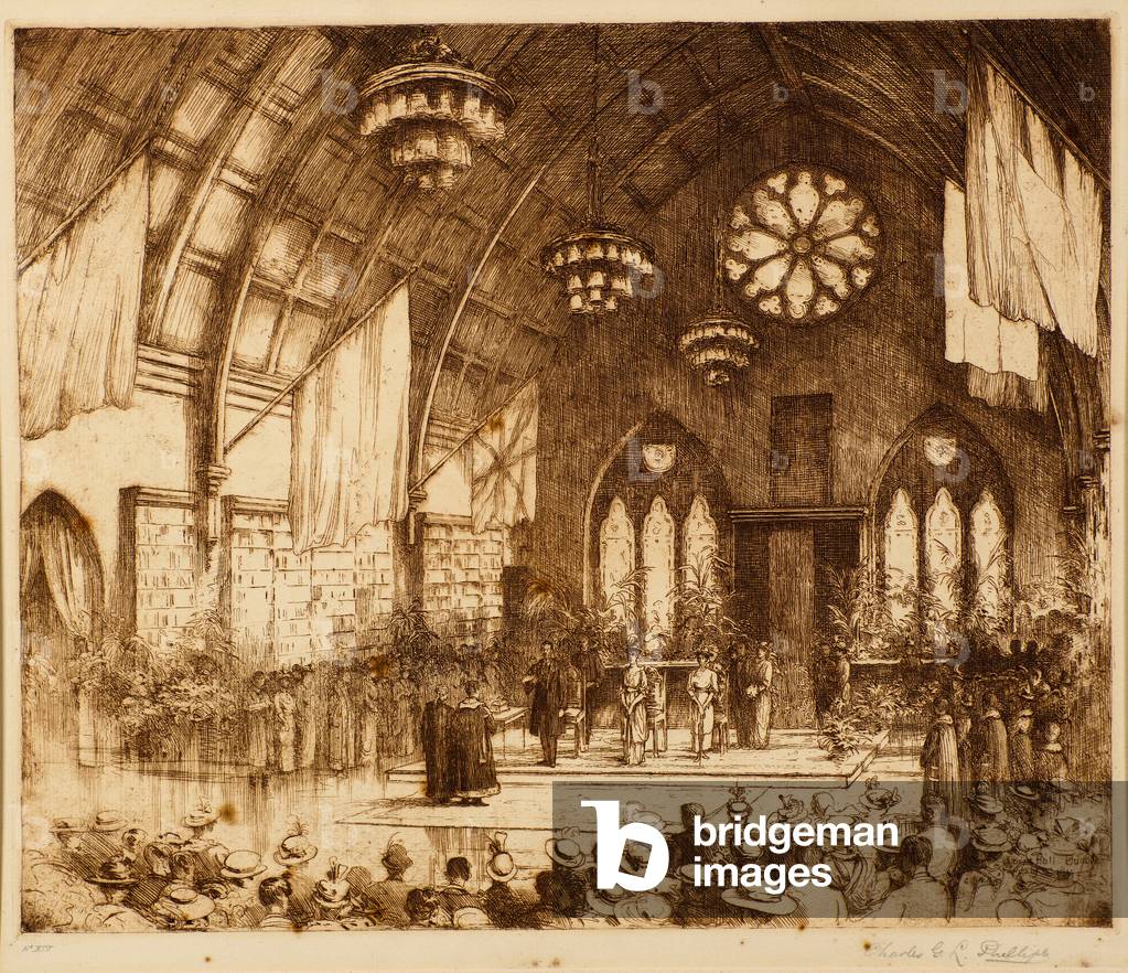 Royal Visit to Dundee 1914 - Reception in Albert Hall, 1914 (etching)