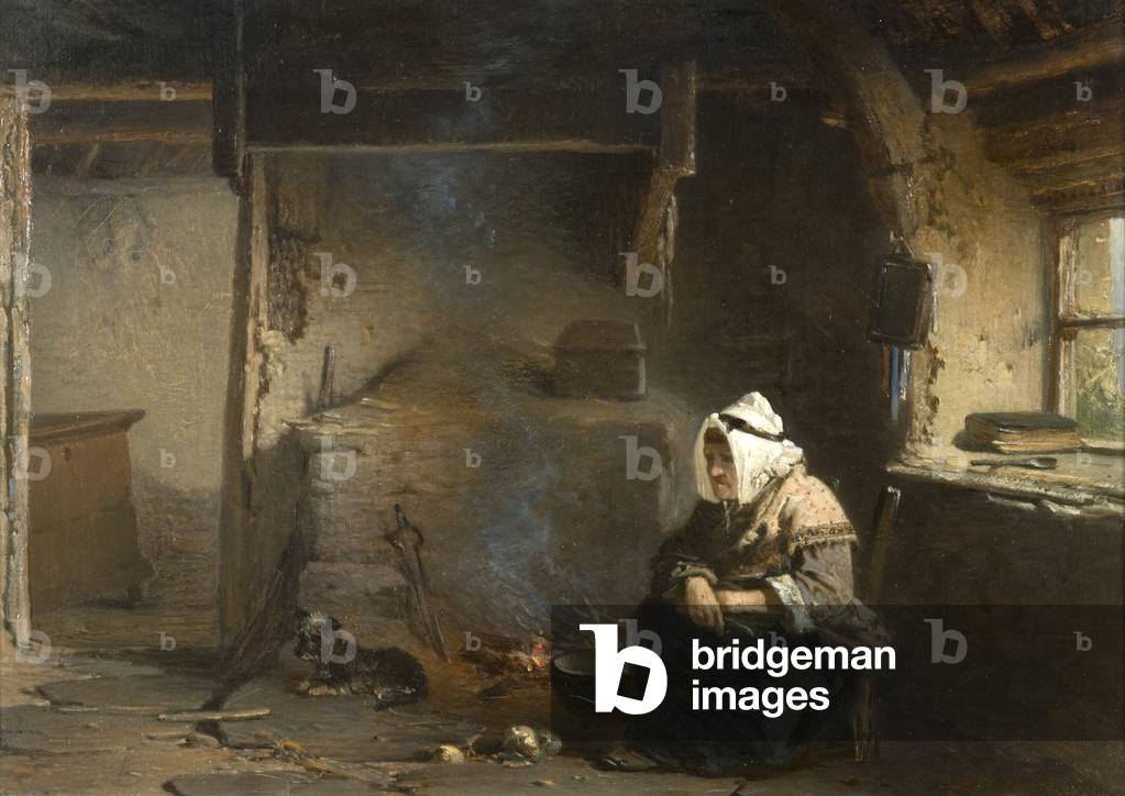 A Cottage Interior, 19th century (oil on canvas)