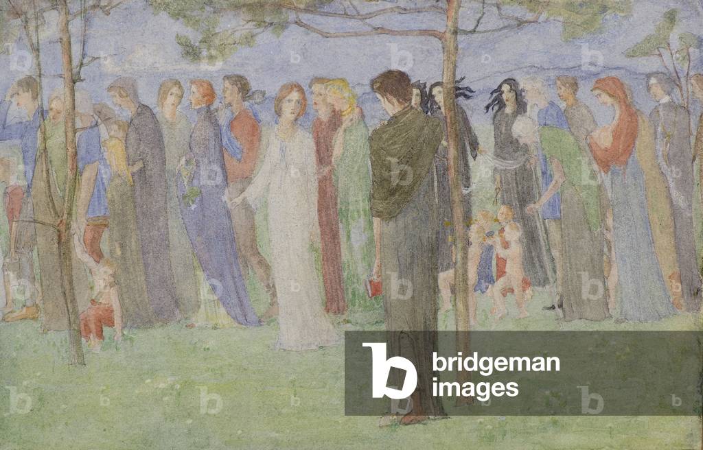A Procession, c.1898 (w/c)