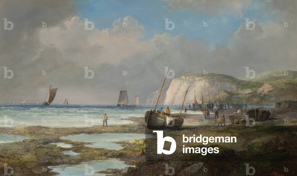 Seascape with Fishing Boats, 19th century (oil on board)