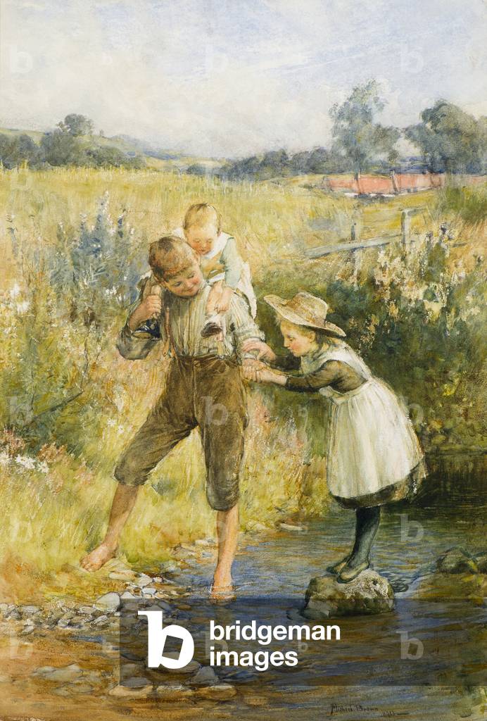 Crossing the Burn, 1890 (w/c)