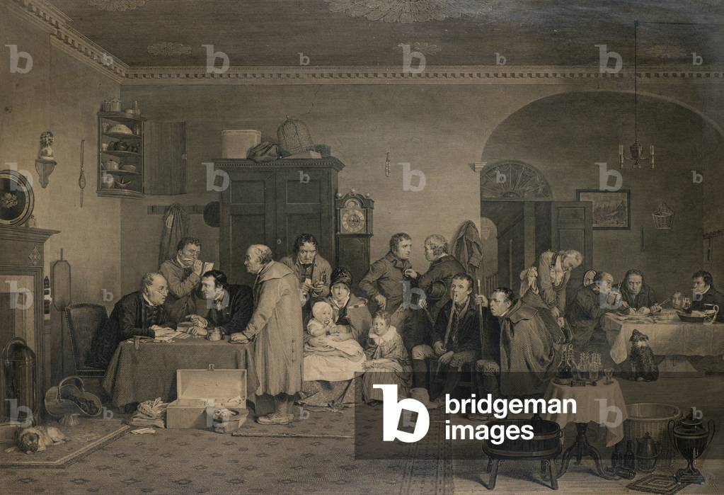 The Rent Day, 19th century (engraving)
