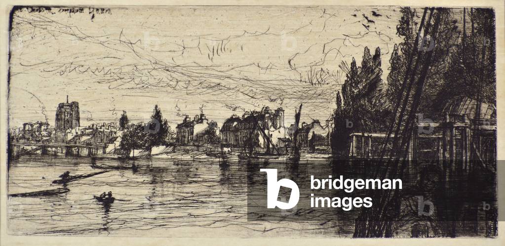 Old Chelsea Church, 1865 (drypoint)