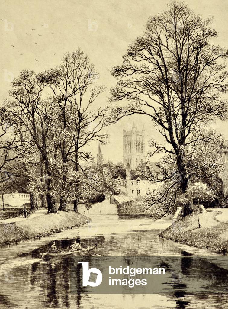 The Cam: The Tower of St John's Cambridge, c.1880 (etching)