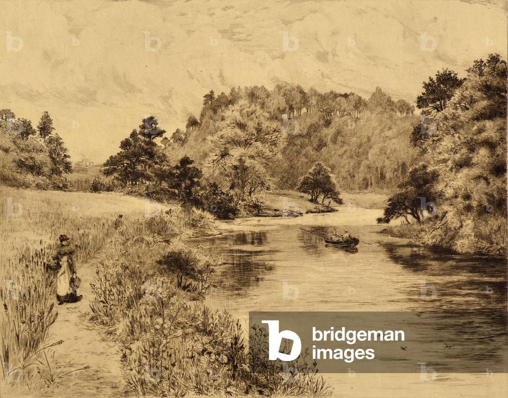 The Wear: The Wear Near Durham, c.1880 (etching)