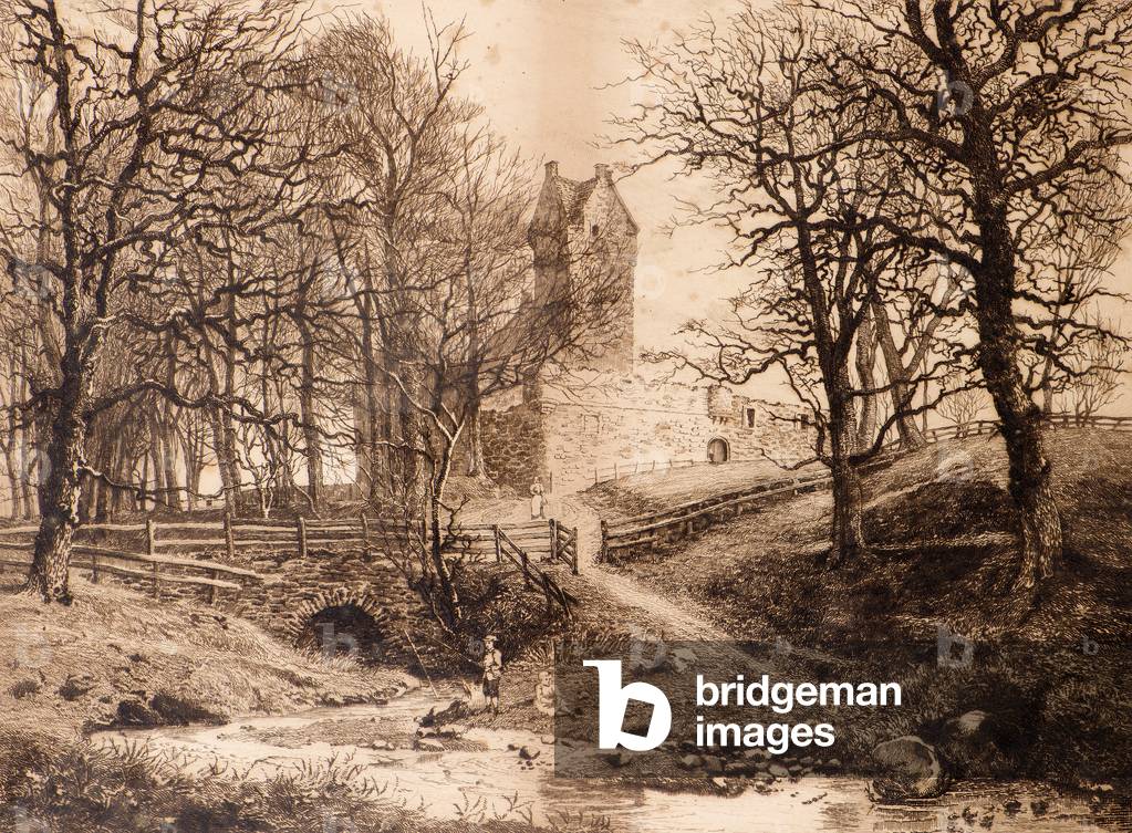 Mains Castle (etching)