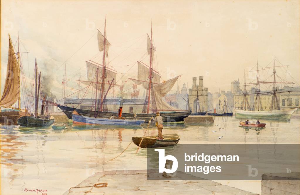 Dundee Docks with Whaling Vessels, 1888 (w/c)