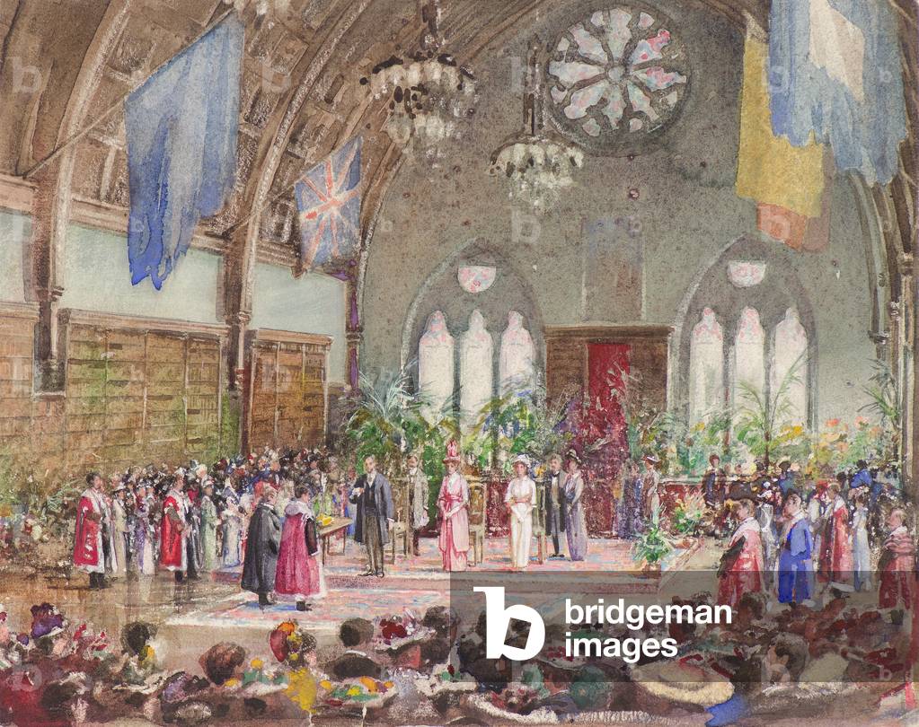 Royal Visit to Dundee, 1914 - Reception in the Albert Hall, 1914 (w/c)