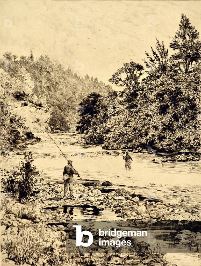 The Tees: The Tees at Ovington, c.1880 (etching)