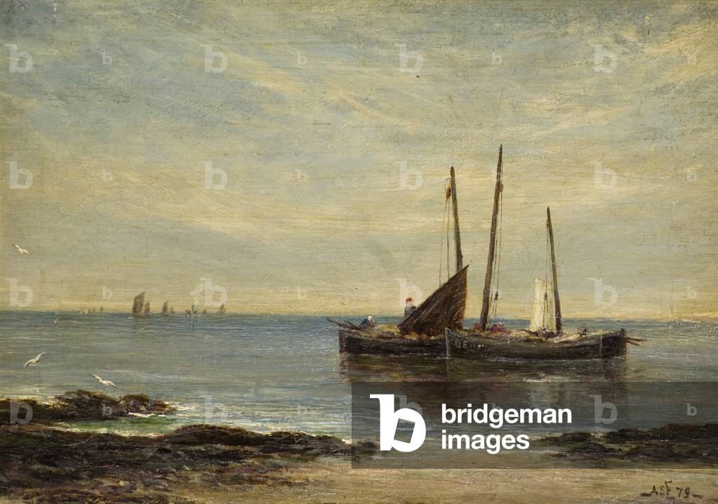 Fishing Boats at the Mouth of the Tay, 1879 (oil on canvas)