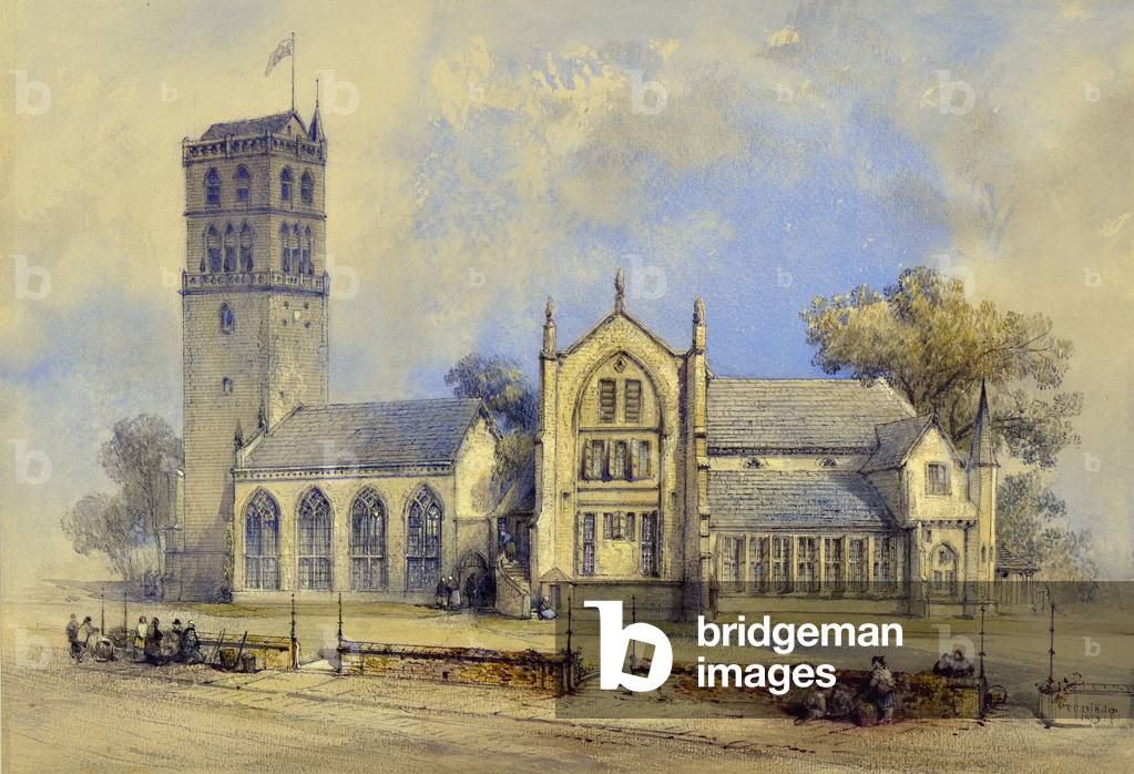 Town's Churches Before the Fire of 1841, 1879 (w/c)