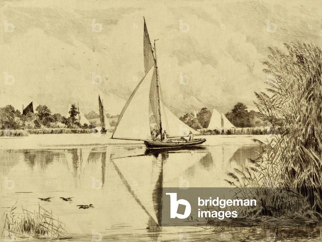 The Bure: On Wroxham Road, c.1880 (etching)