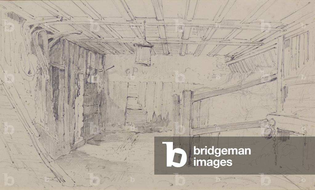 Inside a Stable, c.1810 (pencil)