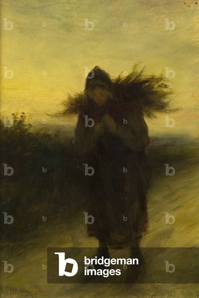 Gathering Firewood, 1875 (oil on board)