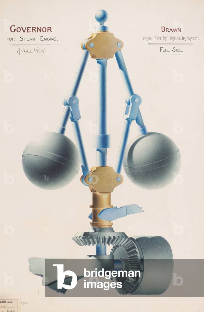 Governor for Steam Engine - Angle View, 1882 (w/c)