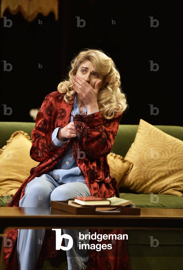 Lizzy Connolly (Playing Daphne Stillington) in a scene from Present Laughter by Noel Coward, Chichester Festival Theatre, Chichester, Sussex, United Kingdom. Wednesday 25 April 2018.