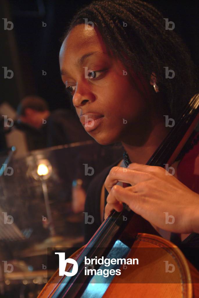 Cello player at Philip