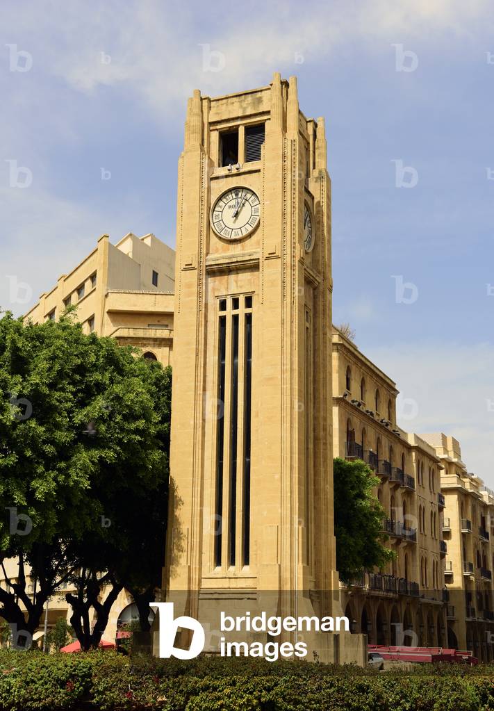 Nejmeh Square (aka Place d'Etoile) and clock tower dating from the 1930s and gifted to the city by Michel El Abed, Downtown, Beirut, Lebanon (photo)