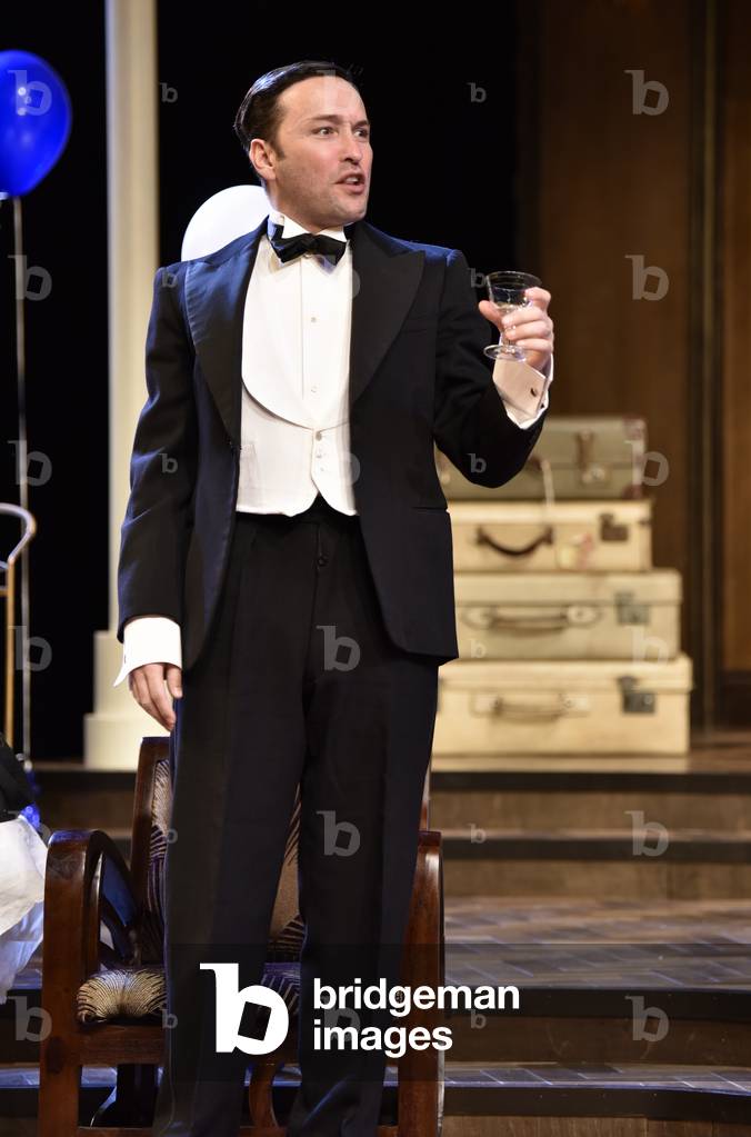 Richard Mylan (playing Morris Dixon) in a scene from Present Laughter by Noel Coward, Chichester Festival Theatre, Chichester, Sussex, United Kingdom. Wednesday 25 April 2018.
