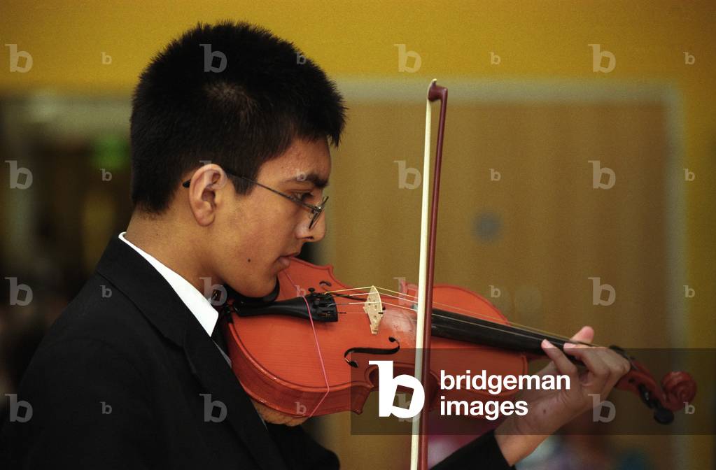 Violin being played by
