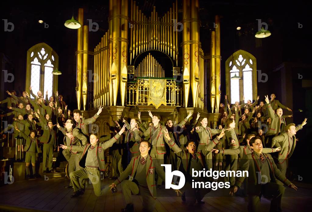 The Pupils in an ensemble scene from Alan Bennett's play Forty Years On, Chichester Festival Theatre, Chichester, Sussex, UK. 25.04.2017.