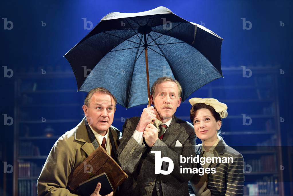 Left to right: Hugh Bonneville as CS Lewis, Andrew Havill as Warnie & Liz White as Joy Gresham in Shadowlands by William Nicholson at Chichester Festival Theatre, West Sussex, UK, 2019 (photo)