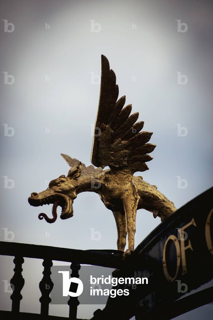 UK, England, UK , Richmond, London, Richmond Park, Detail of a winged dragon (photo)