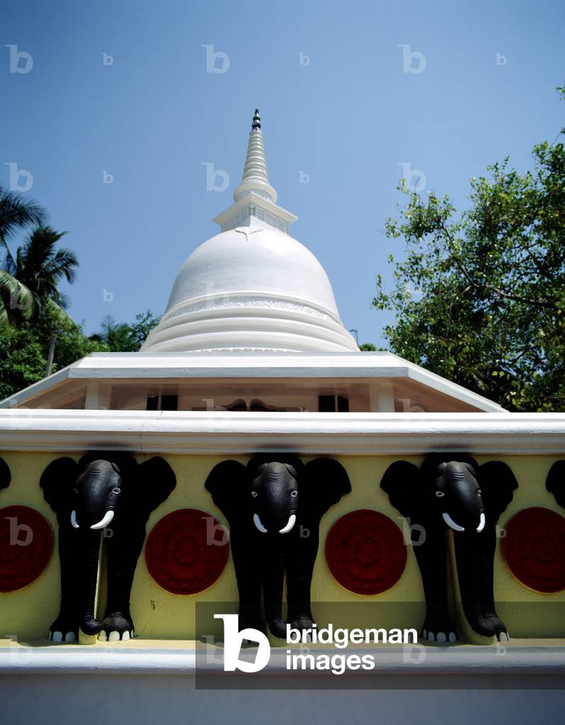 Dome of Stupa  and Elephant Heads at Sama Chaitya Temple, Sri Lanka (photo)