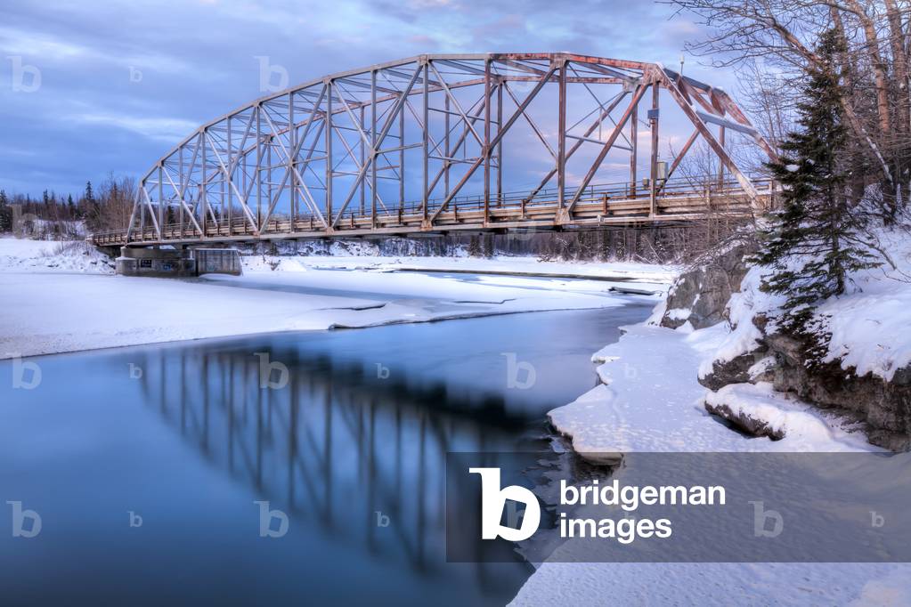 Old Matanuska River Bridge near Palmer in Southcentral Alaska, Winter, HDR (photo)