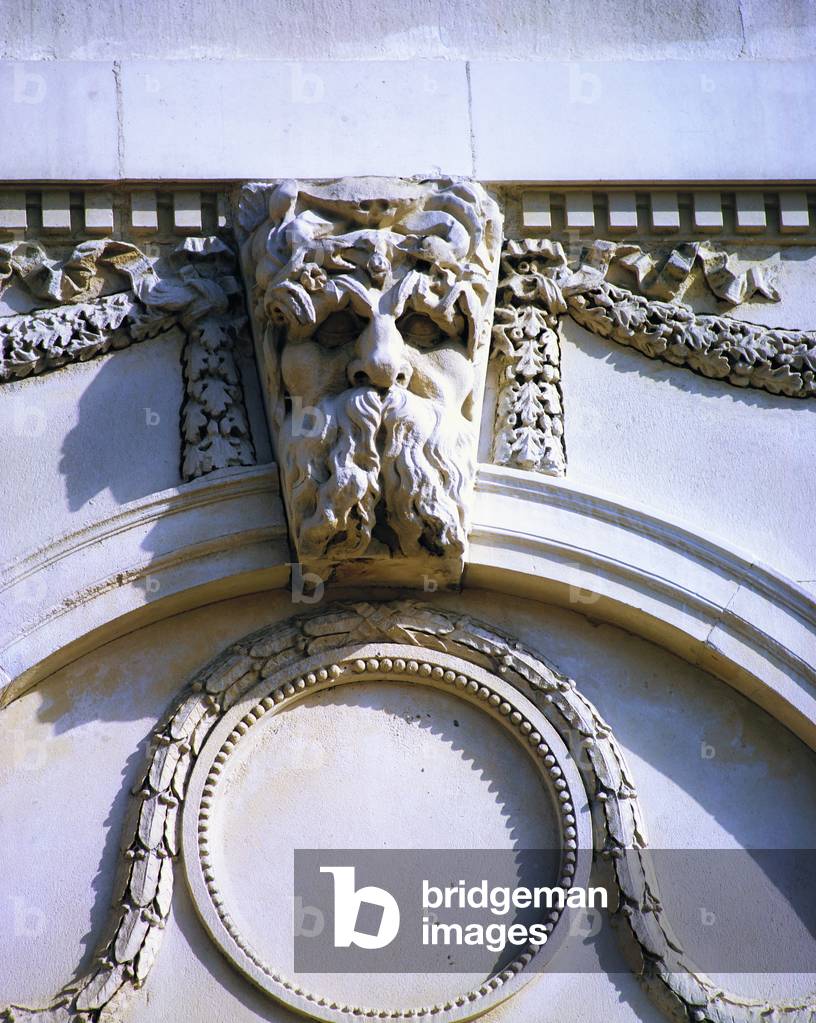 Dublin, Co Dublin, Ireland, Custom House, Architectural Detail Of River Gods Of Ireland On Portico (photo)