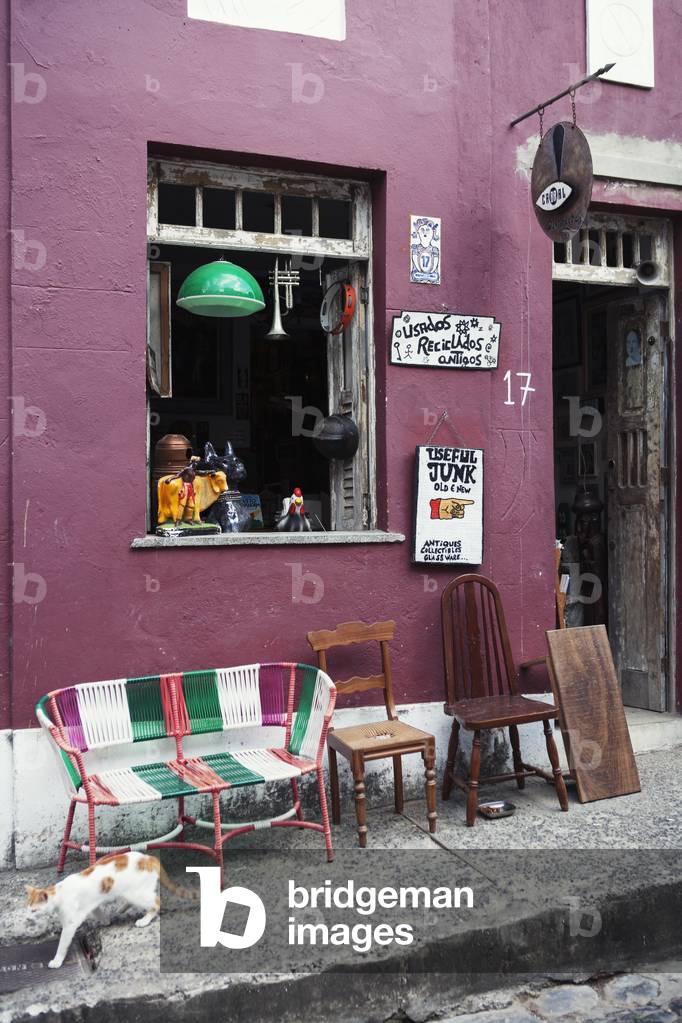 A junk shop or thrift store in the Pelourinho district, Salvador, Brazil (photo)