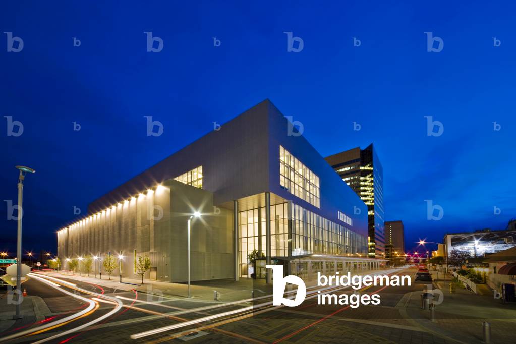 Night View Of The Dena'ina Civic & Convention Center In Anchorage, Alaska (photo)