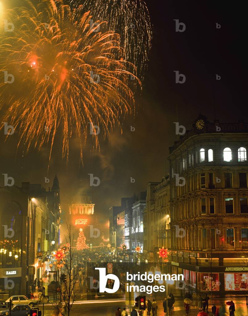 Belfast, County Antrim, Northern Ireland, Pre-Christmas Firework Display Outside City Hall (photo)