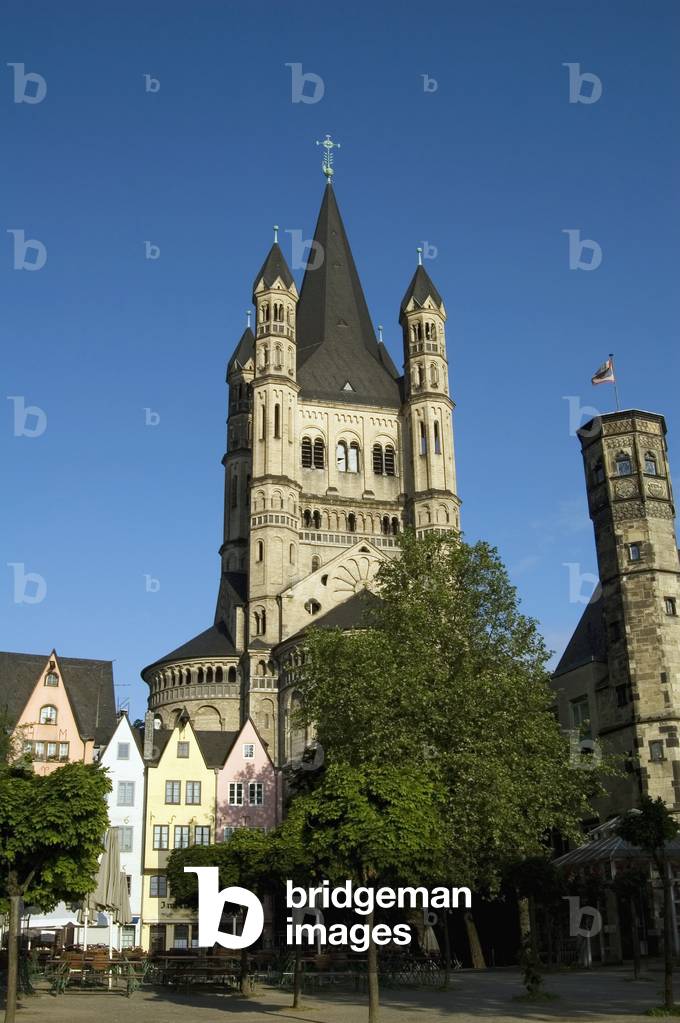 Germany: Cologne, Gabled Buildings at Fischmarkt, with Gross St Martin Behind (photo)