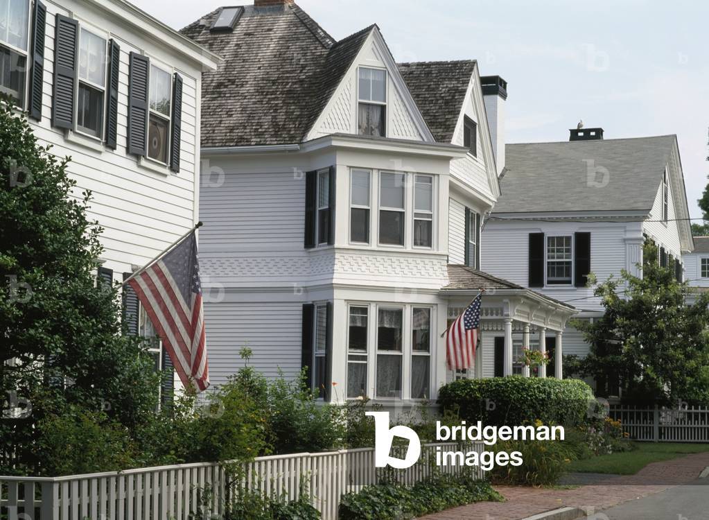 Row of Traditional Style White Houses, Massachusetts, USA (photo)